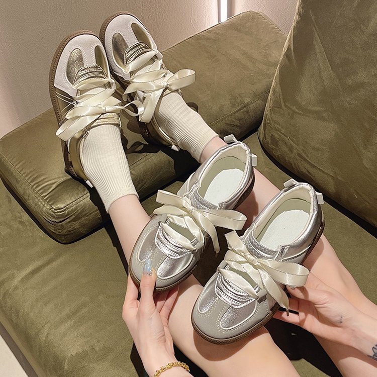 Ddmysports Ballet Ribbon German Training Shoes New Summer Hollowed Out Breathable Flat Bottomed Casual And Fashionable Sneakers For Women OUTDOOR