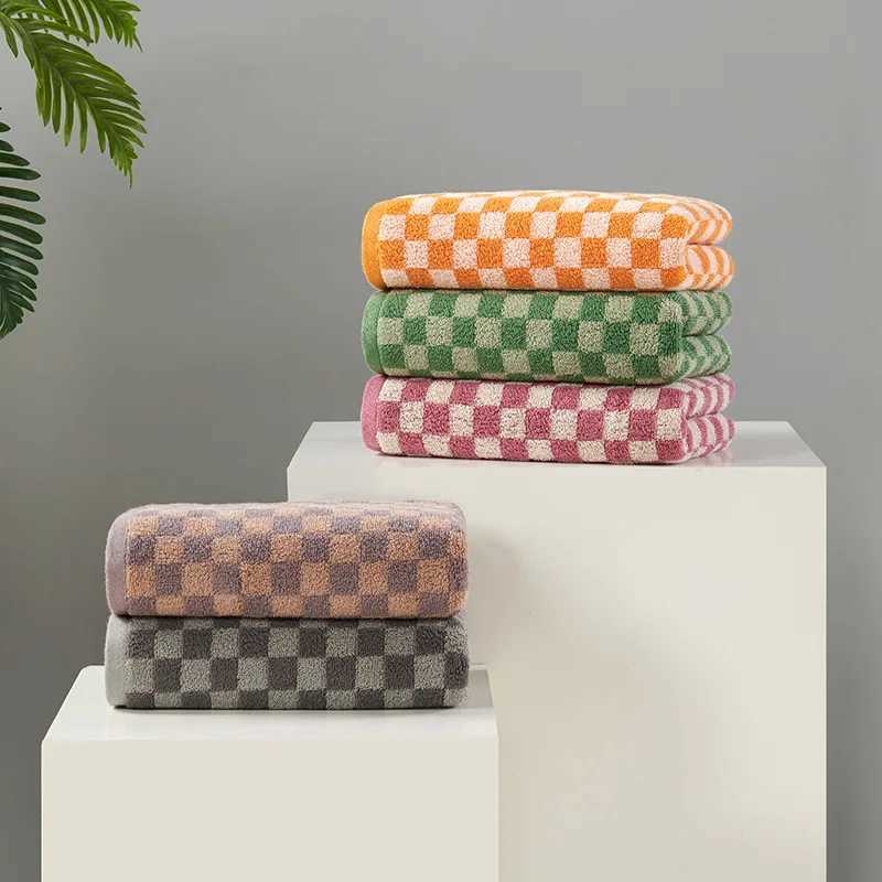 Plaid Towels Set Cotton Yarn-dyed Jacquard Face Towel Absorbent Soft Bath Towel for Home Hotel Bathroom Towel M240820