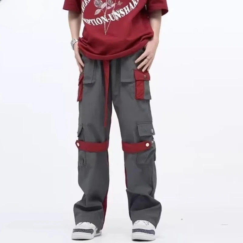 Product pants mens full matching American style streetwear Trouser unisex pocket casual fulllength patch work fashion college daily 240821
