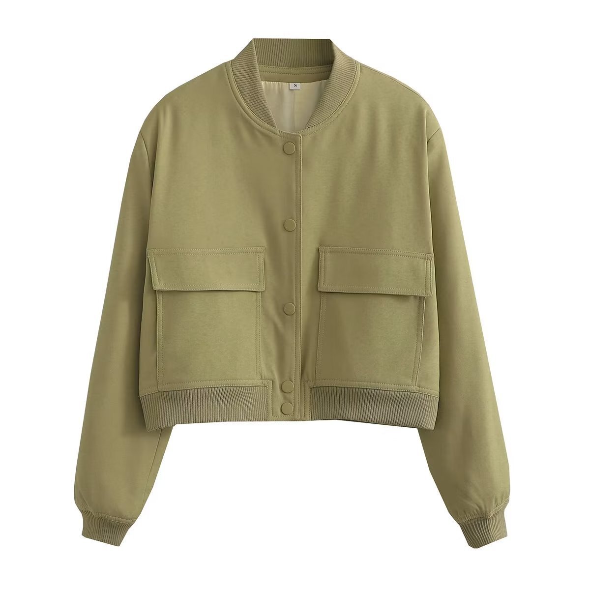 2024 Spring New Style Women's Big Pocket Stand up Collar Jacket for Women A19621
