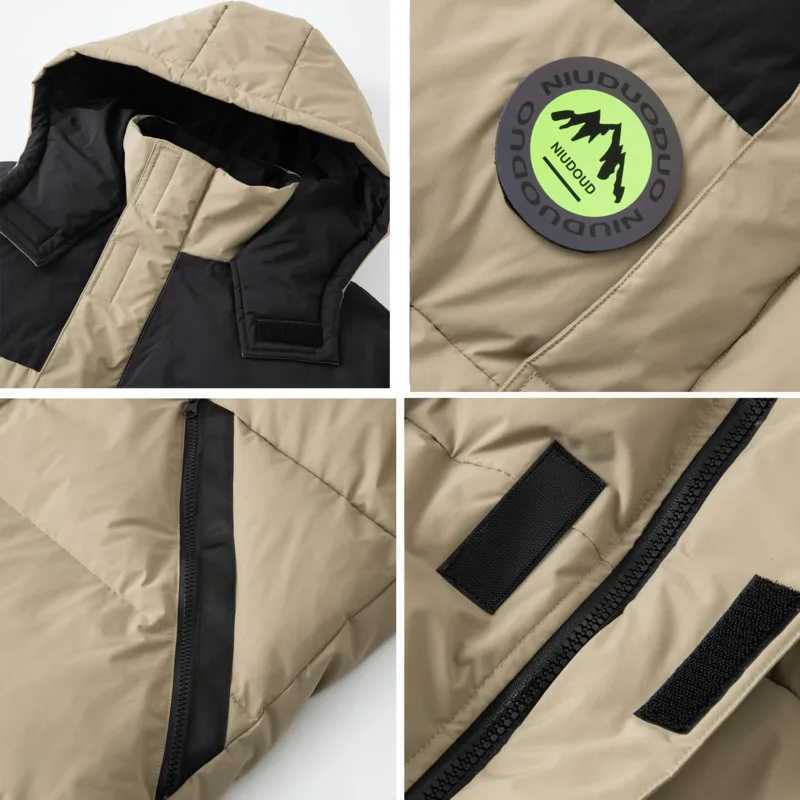 Puffer jacket Mens Parka Jacket Reflective Sticker Patchwork Heavyweight Quilted Puffer Coat With Hood Winter Resistant Ski Jacket For Men M240821