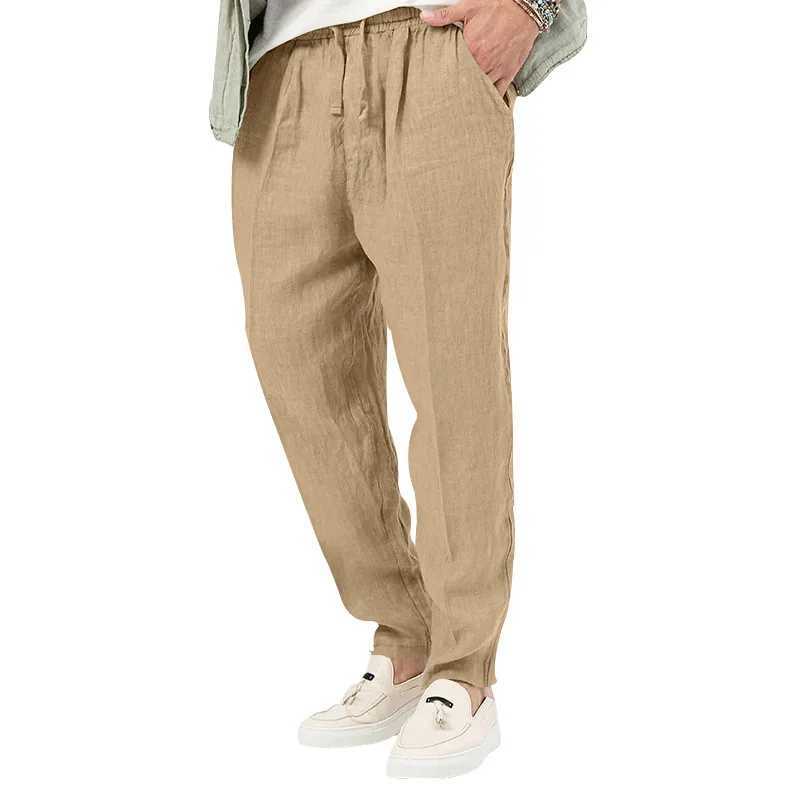 Mens cotton linen pants loose and cool casual pants elastic waist pants casual plus size streetwear lightweight pantsW240725