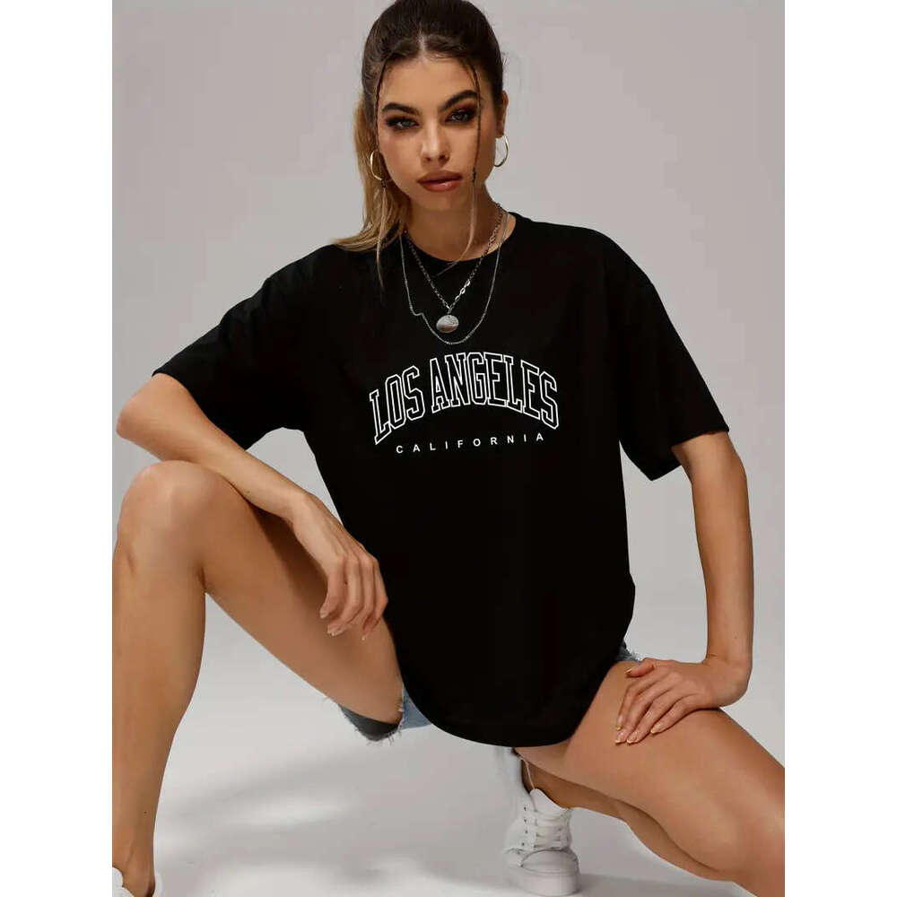 Color Solid Letter Print Casual Sports T Shirt, Soft Crew Neck Short Sleeve Tee, Women's Clothing ee,