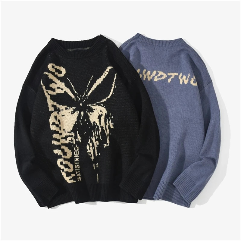 FGKKS Spring Fashion Sweater Mens Butterfly Pattern Knitted Warm Top High-Quality n -Selling Sweater For Male 240821