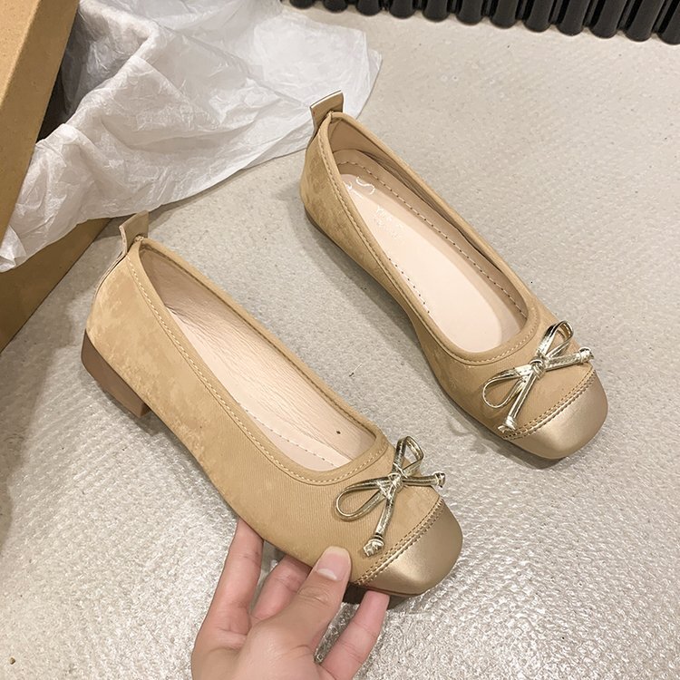 Ddmysports French Bow Flat With Soft Soles Single Kick Grandma Spring And Summer Styles Bean Mom S Women Shoes Scoop OUTDOOR