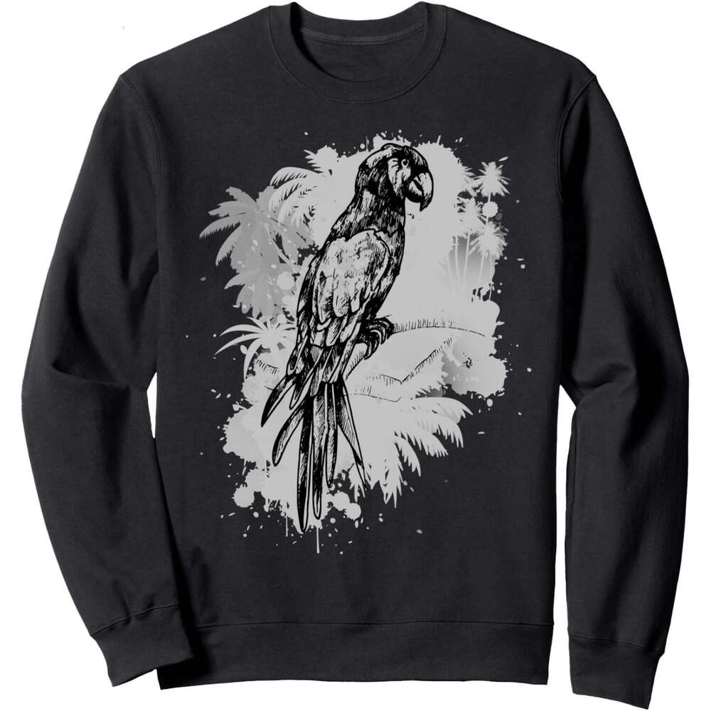 Long Sleeve Shirts for Men sweatshirt African Grey Bird Funny Parrot Lover Gift Sweatshirt T shirt Tee Streetwear Casual tops clothes