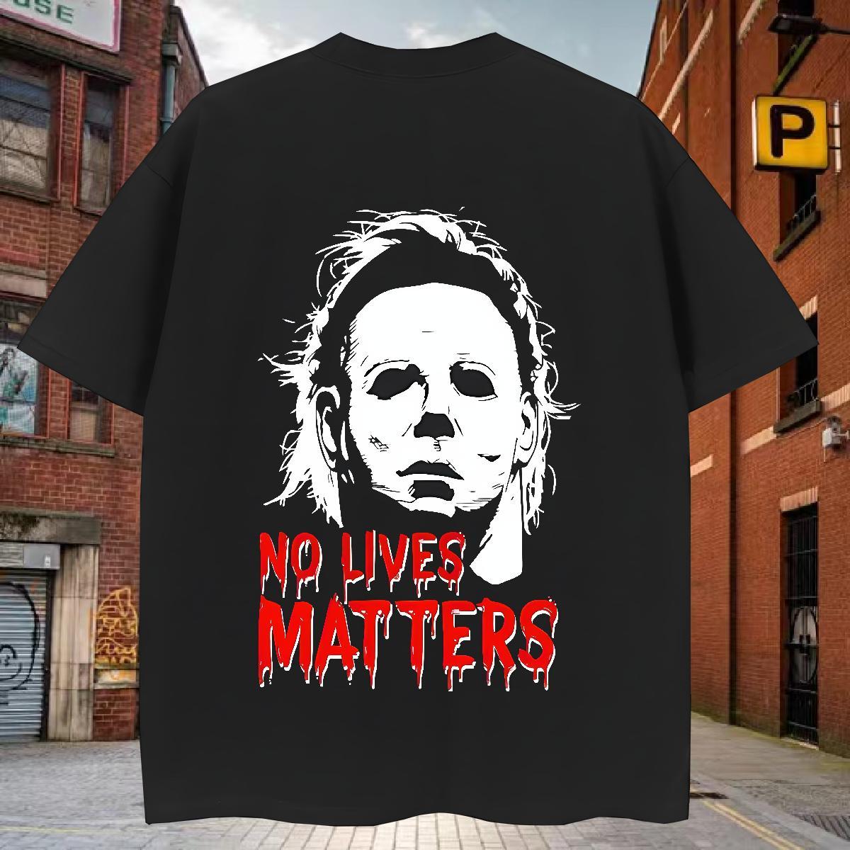 Fashion Men Tops Tees 230g 100% Cotton Outdoor SCARY Breathable Crew Neck T Shirts Men Loose Fit Anime Clothings