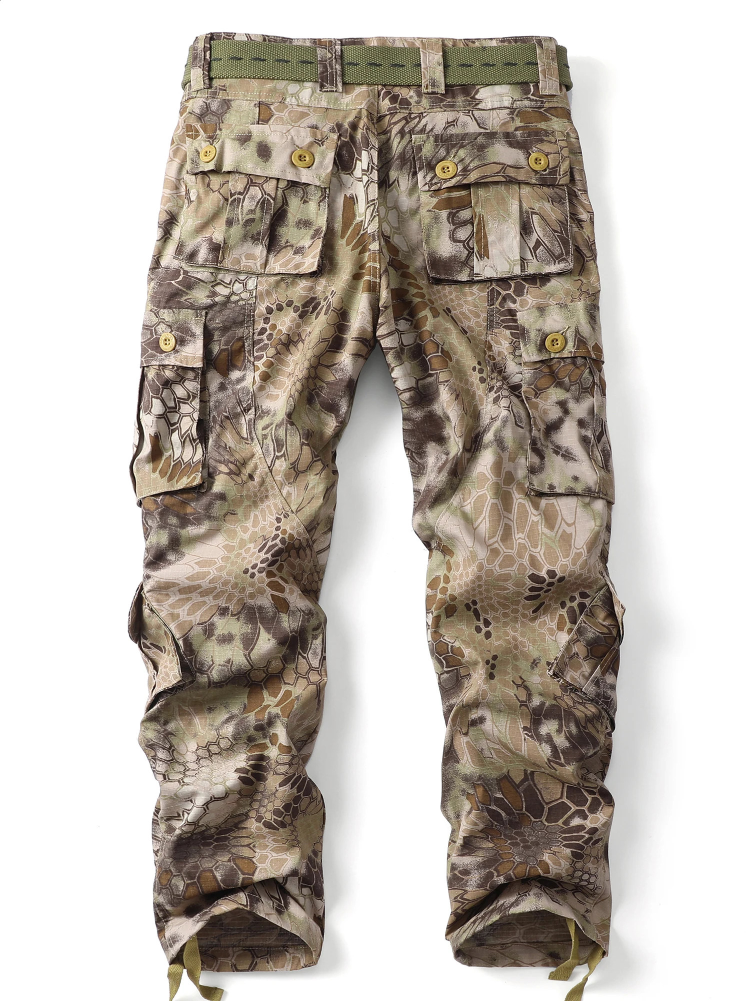 AK Army mens camouflage straight leg cargo pants loose casual outdoor work for hiking and fishing without straps 240821
