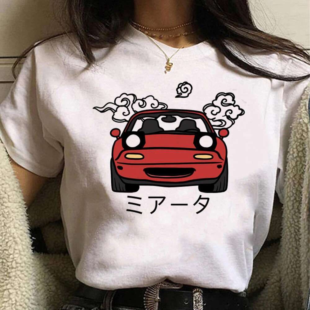 Graphic Miata Print Women T Summer Casual Short Sleeve Shirt Haruku Tops Female T-shirt Cute Cartoon Clothes ops -shirt