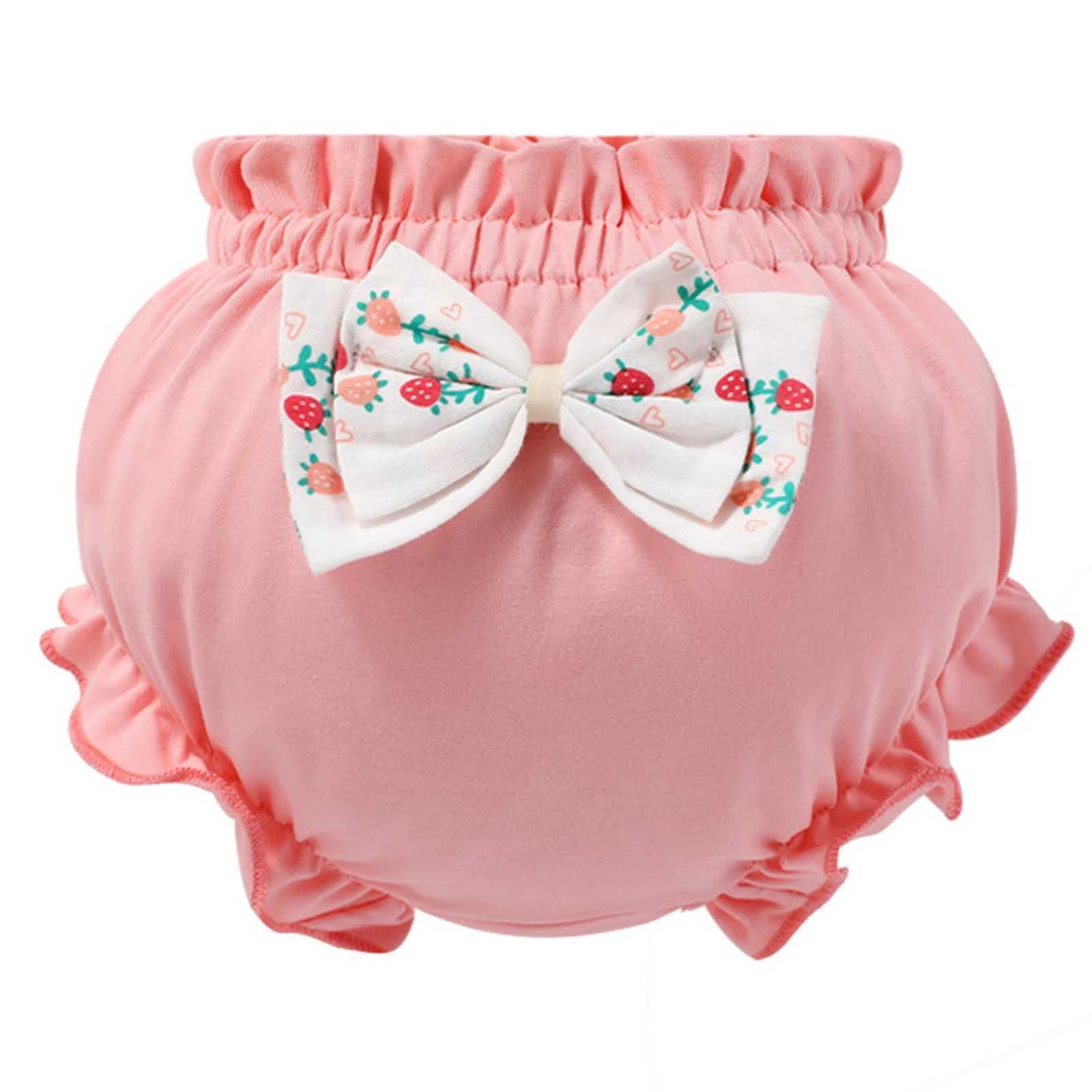 4Pcs Adorable Baby Girls Cotton Bloomers Assorted Cute Print Ruffle Bow Diaper Cover Girl Summer Breathable Underwear Panties Y240821