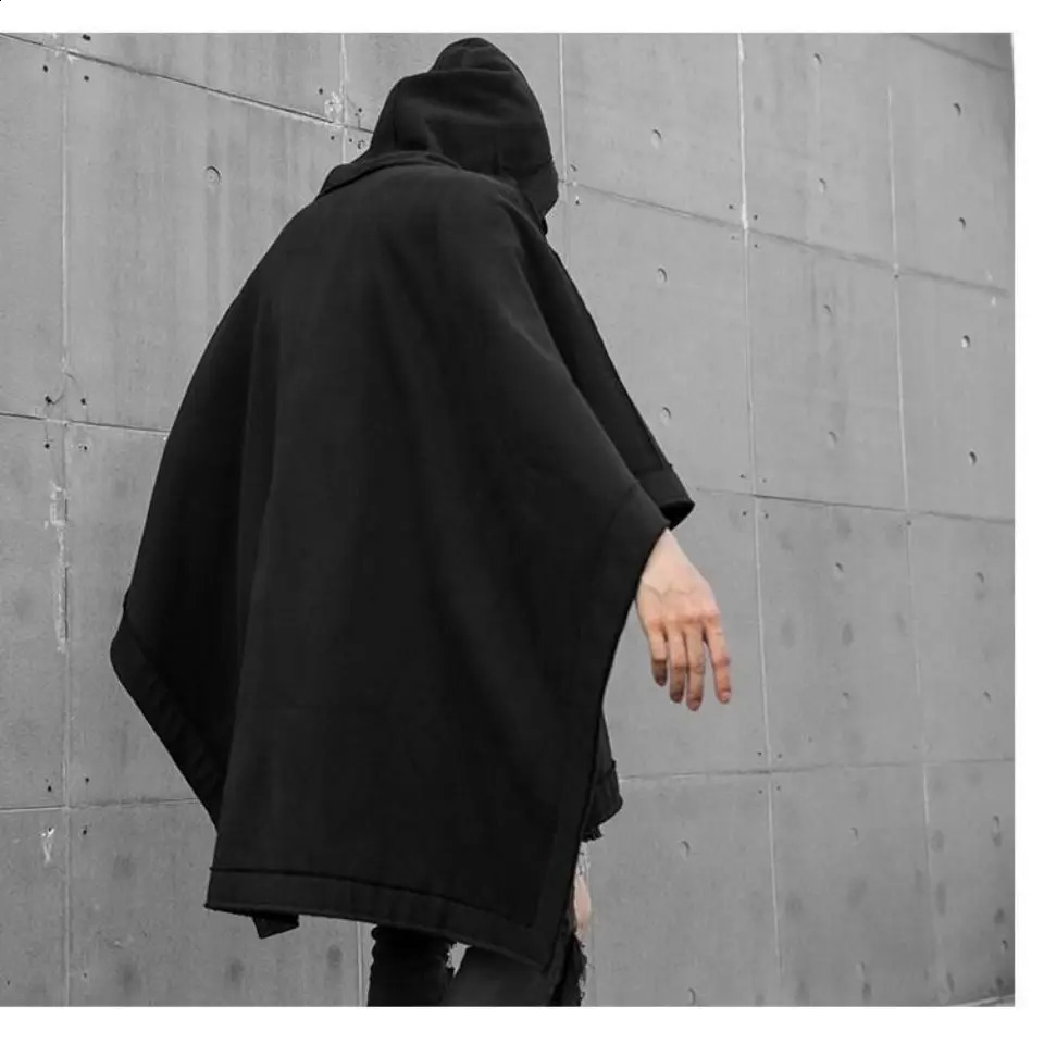ARENS Techwear Black Oversized Hoodies Sweatshirt Baggy Trench Coat Anorak Men Goth Punk Japanese Streetwear Hip Hop Gothic 240821