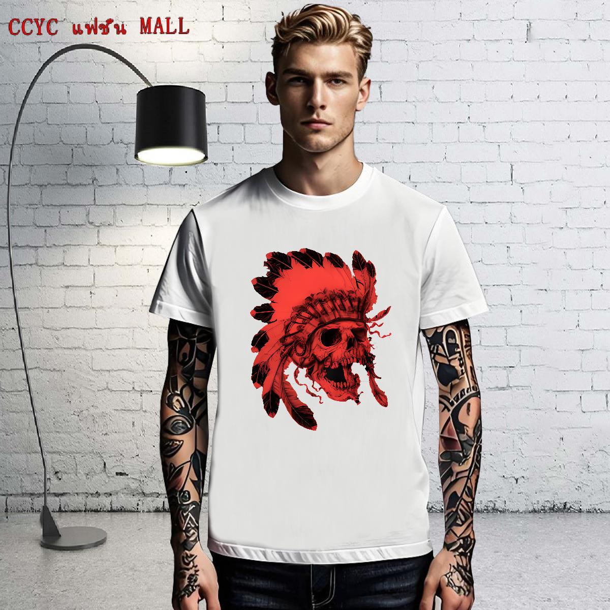 Fashion Tshirts 230g Cotton Beach skull Pure Cotton T shirt Loose Fit Floral Print Tops Tees