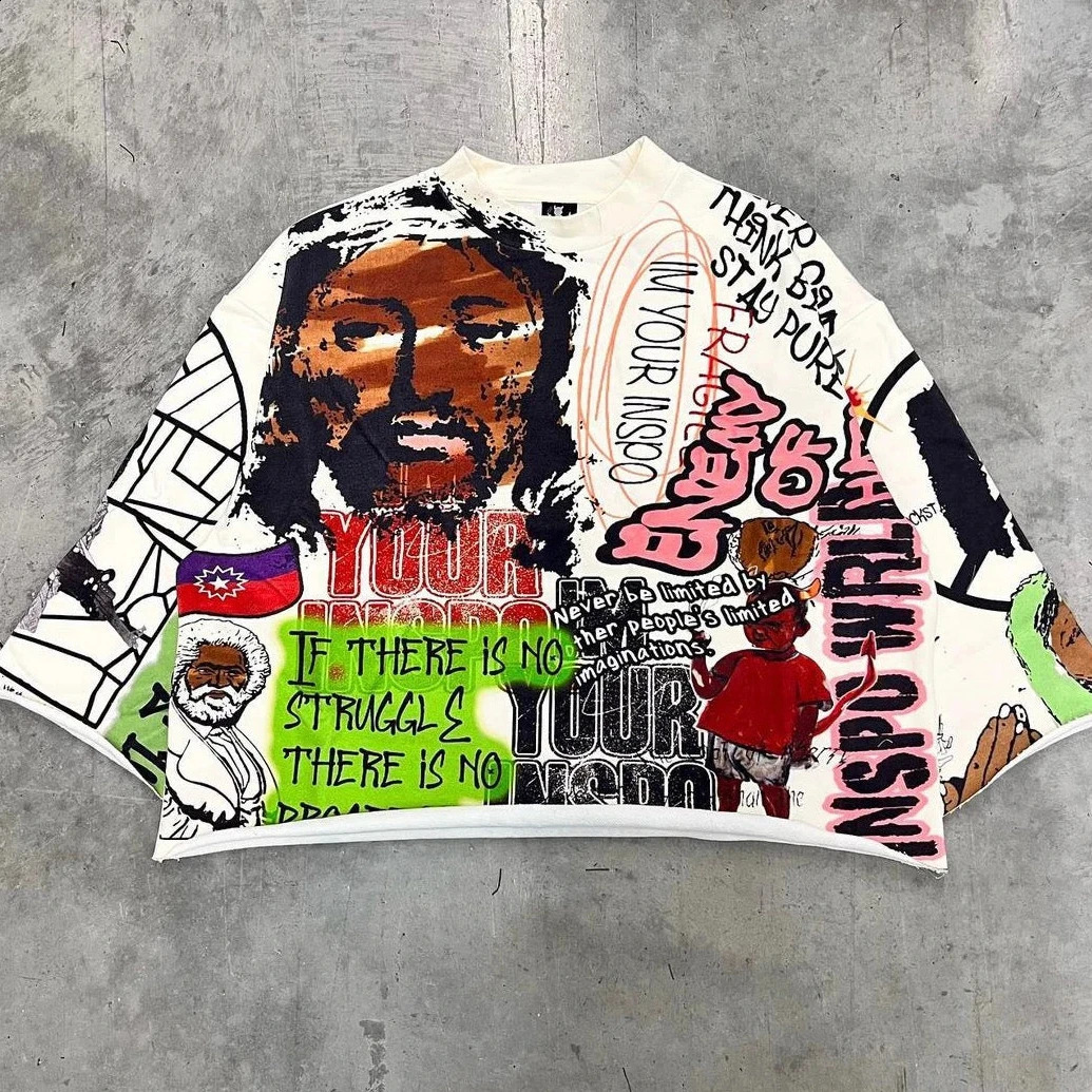 Streetwear T Shirt Y2K Harajuku Hip Hop Gothic Cartoon Graphic Print Oversized TShirt Womens Crew Neck Cotton Short Sleeve Tops 240821