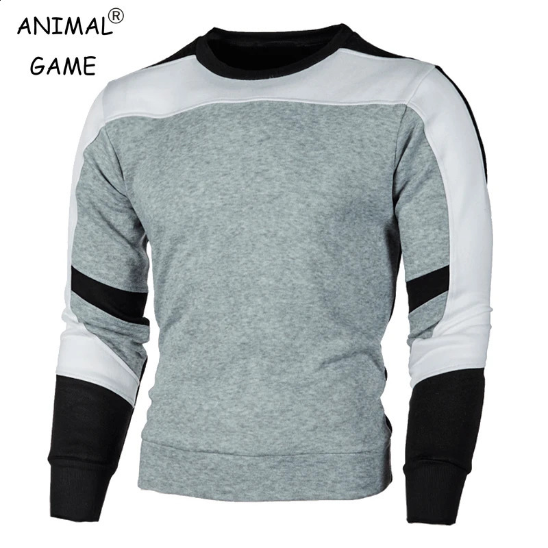 Mens casual Crewneck sweatshirt color block Autumn Spring Pullover 240821