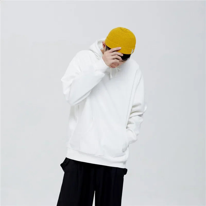 Fashionable solid color loose wool lining sportswear hooded sweatshirt womens casual couple clothing 240821