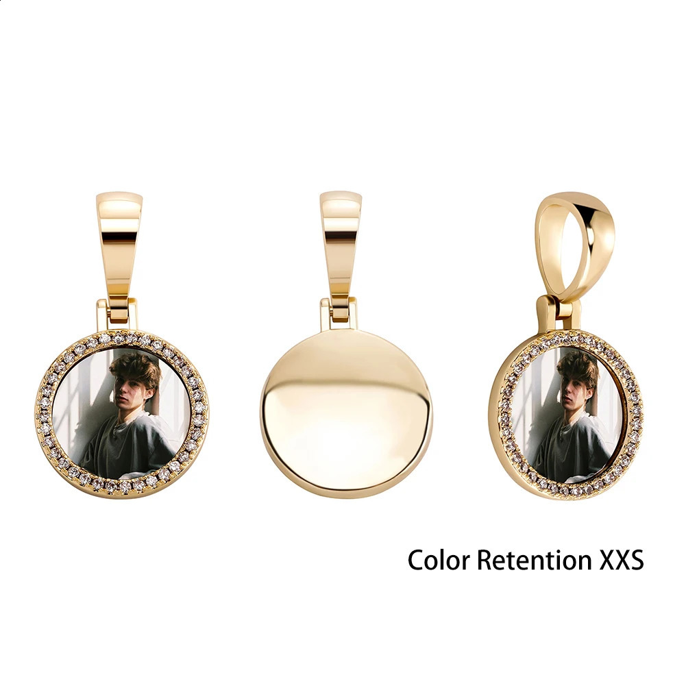 Customized po memory medal solid pendant necklace with tennis chain hip-hop jewelry personalized cubic zirconia chain gift 240808