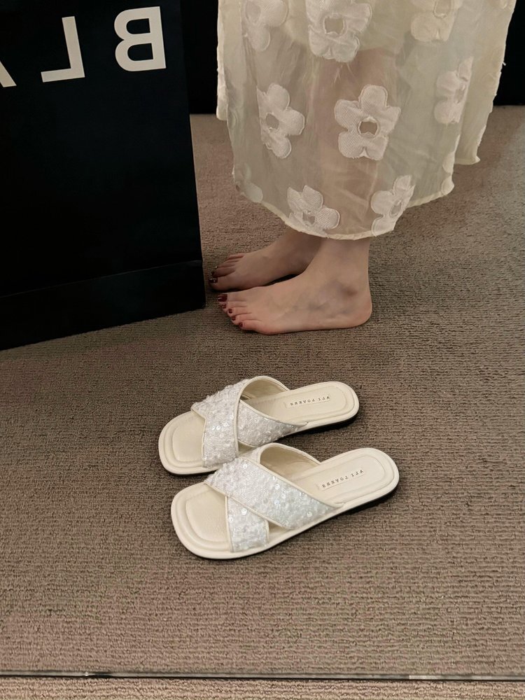Ddmysports Scattered Galaxy Summer New Glitter Flat For Women S Outerwear Cool Slippers One Line Beach OUTDOOR