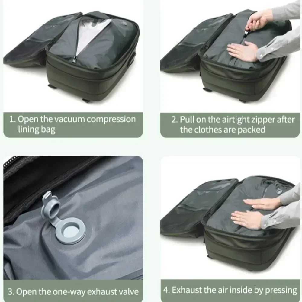 Vacuum Seal Backpack Travel Expandable Backpack with Compression Bag Airback Backpack with Air Pump Waterproof Laptop Bag Airbag CL240821