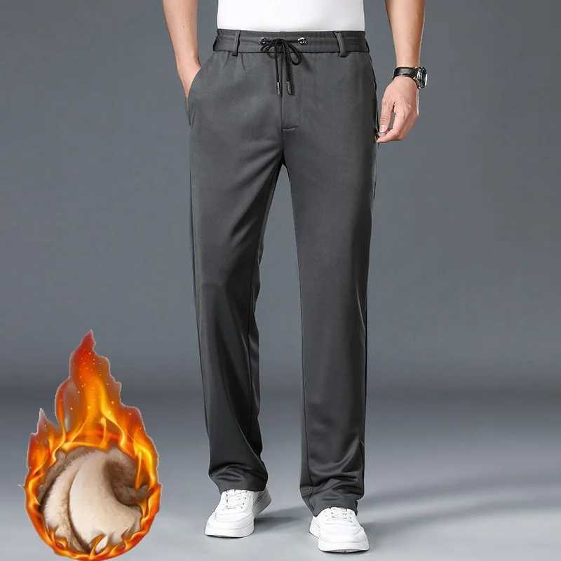 10XL oversized mens formal mens tight pants winter elastic waist mens suit pants plus size pocket mens slim fit mens dress pantsW240725