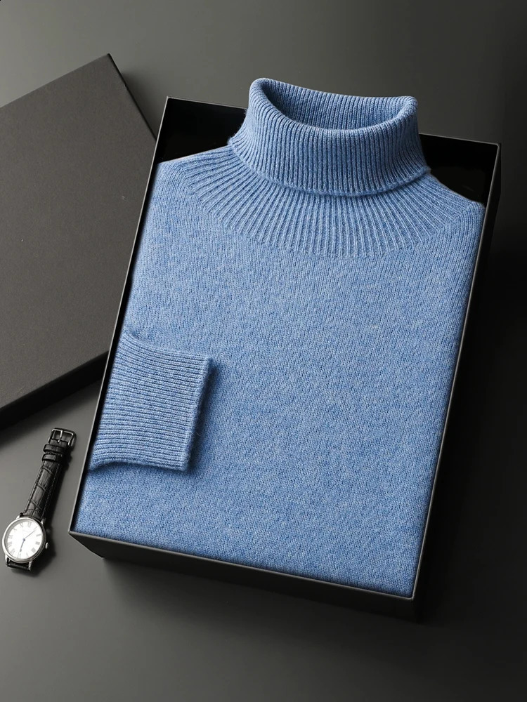 Men Turtleneck Cashmere Sweater Autumn Winter Thick Pullover 100% Cashmere Knitwear Basic Smart Casual Jumpers Soft Warm Clothes 240821