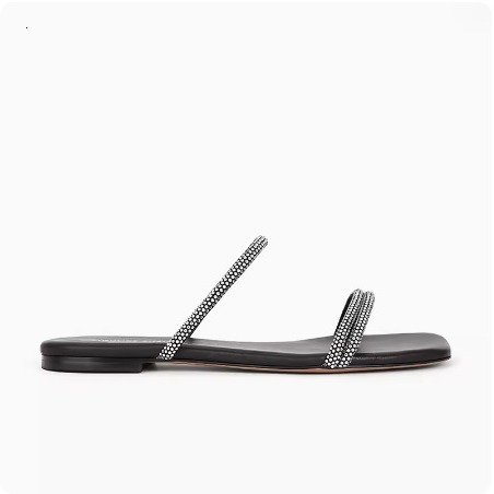 Ddmysports Same Style As Su Yinyin Silver Star Sparkle SR Square Eaded Water Diamond With Flat Bottom Women S Slippers For Summer Outwear OUTDOOR