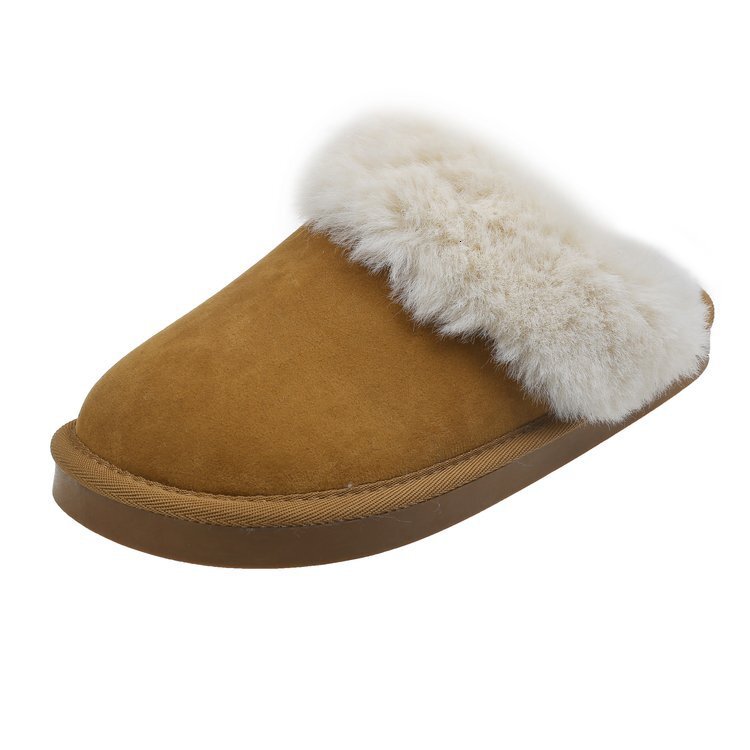 Ddmysports Thick Bottom Semi With Added Velvet Women S Winter New Style Fur Integrated Toe Snow Boots Cotton Slippers For Wearing On The Outside OUTDO