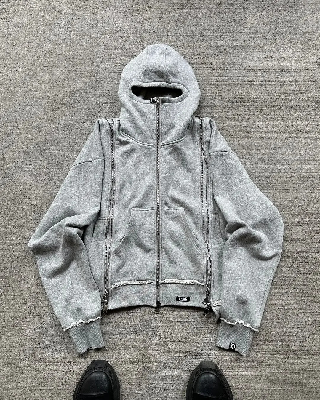 Casual sports Y2 retro American unisex multi-zip high street hip-hop streetwear hoodie cardigan suit 240820