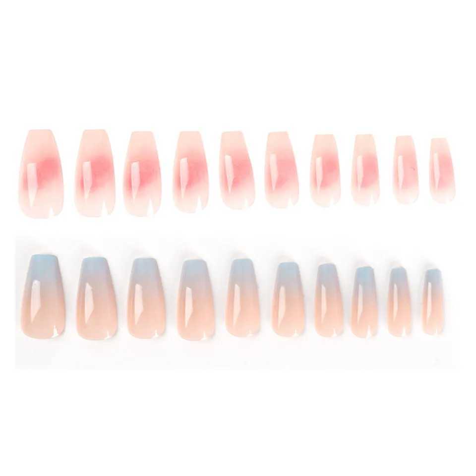 24Pcs/Box Sweet Short Round/Point Head False Nail Art Full Cover Detachable Artificial Fake Nails Ballerina Press on Nails TipsXJ241025