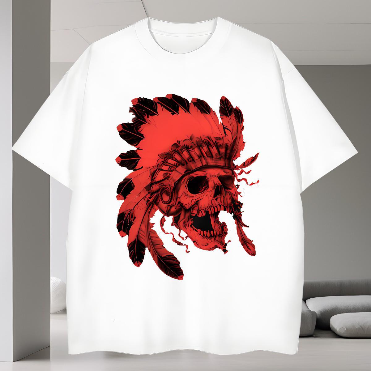 Casual New Tshirts 230g Pure Cotton Daily Wear scary Breathable Short Sleeve Mens T Shirts Soft Oversized 4XL Clothes