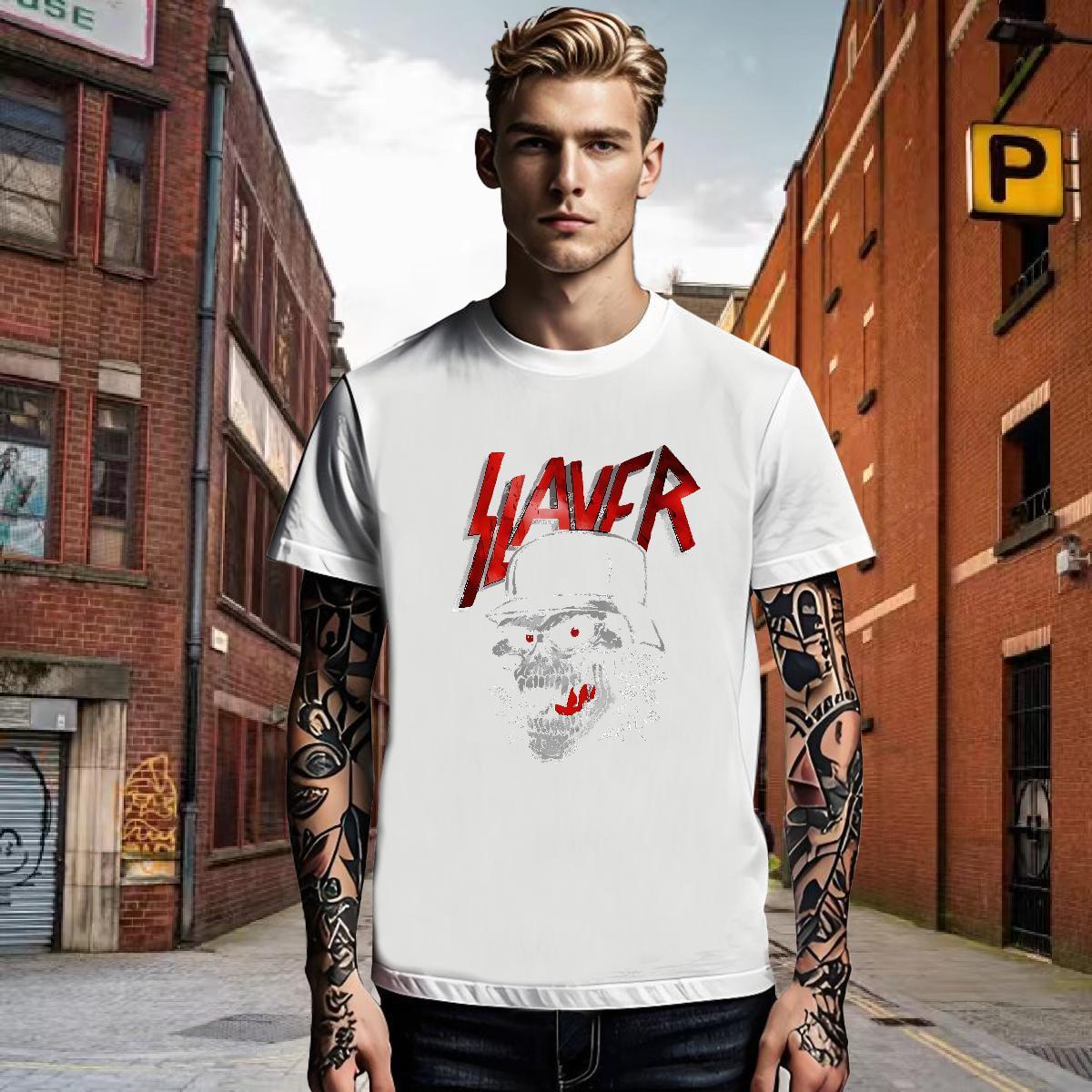 New Men Tshirts 100% Cotton 230g Home Outdoor skull Breathable Crew Neck T Shirts Men Loose Fit Oversized 4XL Clothes