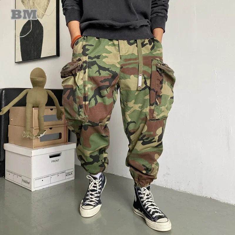 Plus camouflage tactical pants streetwear hiphop oversized harem jogging Harajuku casual cargo mens 240821