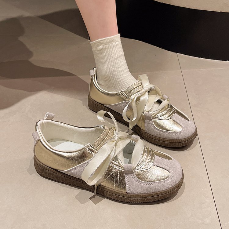 Ddmysports Ballet Ribbon German Training Shoes New Summer Hollowed Out Breathable Flat Bottomed Casual And Fashionable Sneakers For Women OUTDOOR