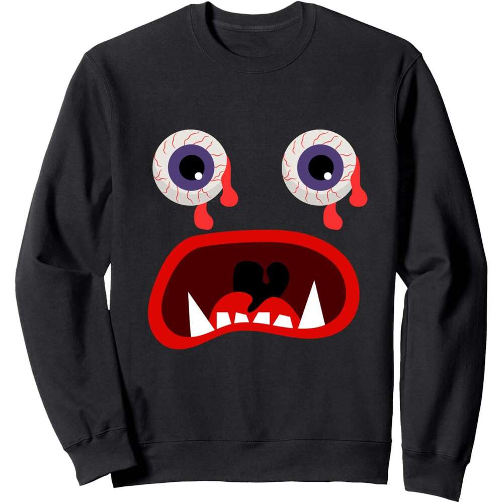 Long Sleeve Shirts for Men sweatshirt Scary Cartoon Eyes & Mouth Halloween Costume Gift Sweatshirt T shirt Tee Streetwear Casual tops clothes