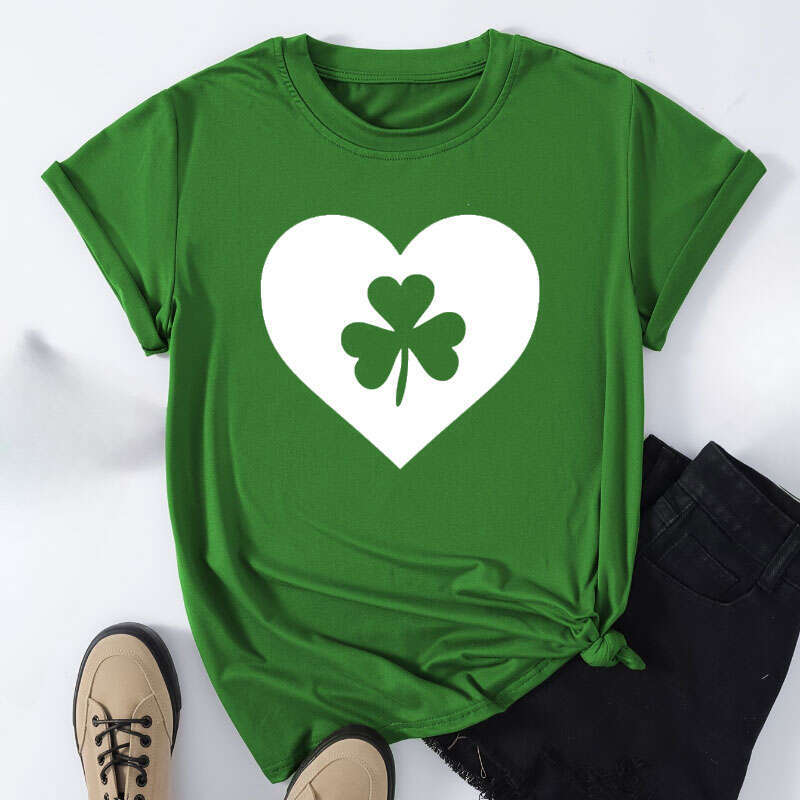 Patrick's St. Day Clover Print T-shirtv Man Women Casual Short Sleeve Crew Neck T Shirt for Spring & Summer Women's Clothing 's