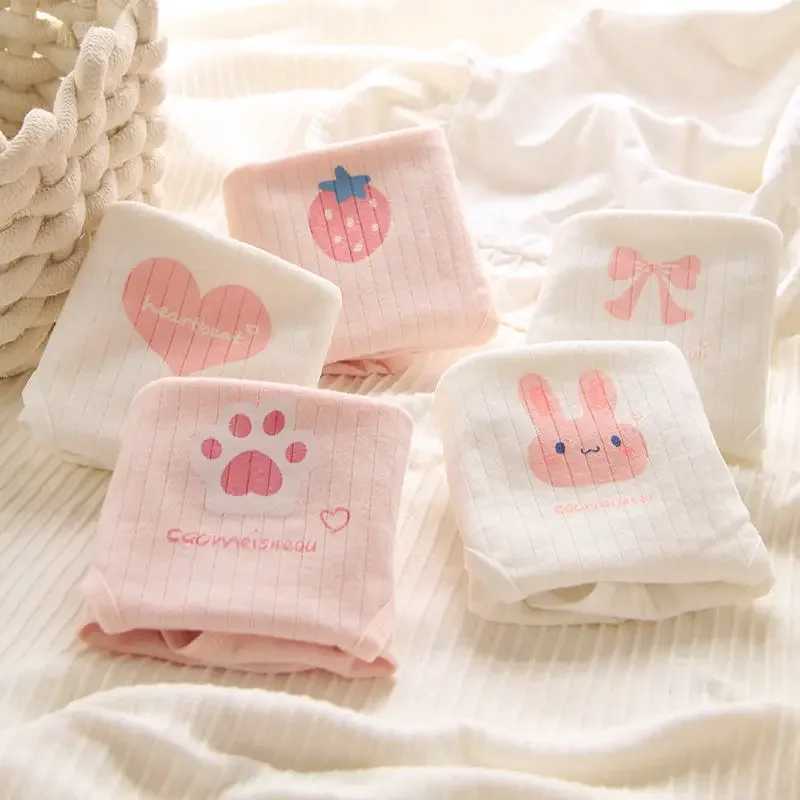 5PCS Girl Cotton Antibacterial Panties Kid Soft Thin Breathable Briefs 3-8Y Young Children Underwears Baby Cute Cartoon Knickers Y240821