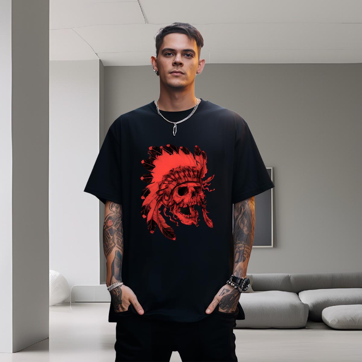 Casual New Tshirts 230g Pure Cotton Daily Wear scary Breathable Short Sleeve Mens T Shirts Soft Oversized 4XL Clothes