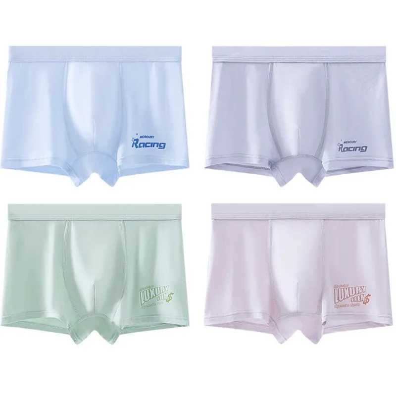 Summer Teens Cool Breathable Panties Teenager Undies Boy Modal Comfort Antibacterial Panty 7+y Young Child Thin Letter Underwear Y240821