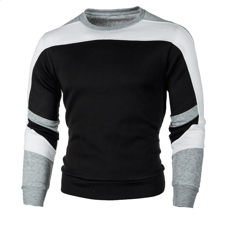 Mens casual Crewneck sweatshirt color block Autumn Spring Pullover 240821