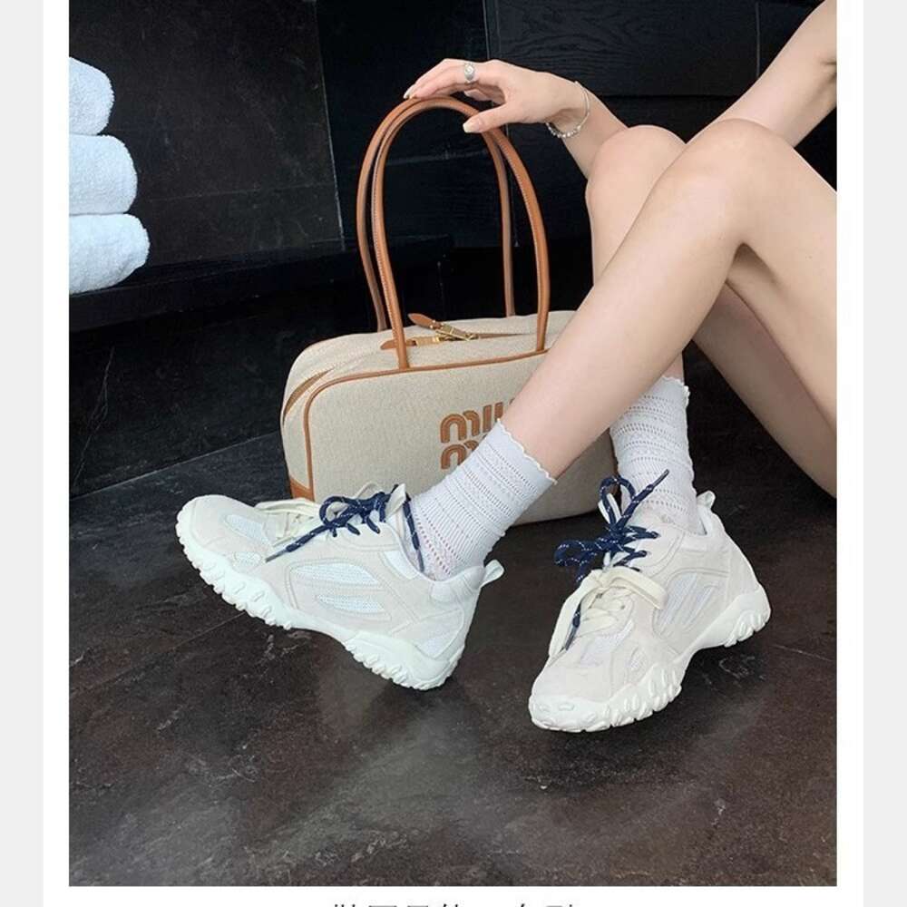 Ddmysports Grape Mom S Classic Soft Soled Leather Board With Raised Height Round Toe Patchwork Breathable Mesh German Training Forrest Gump Shoes OUTD