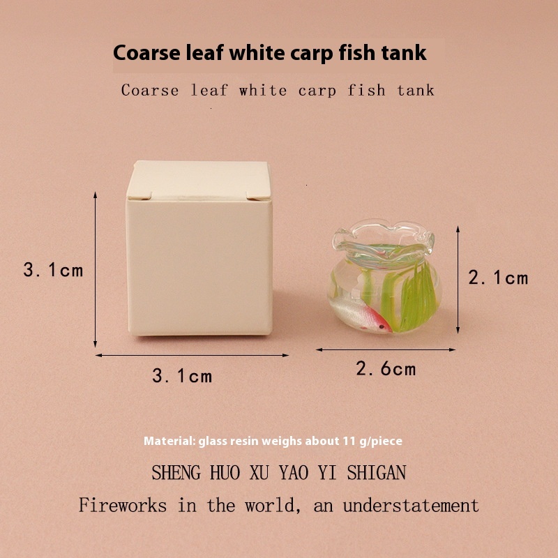 Miniature Simulation Mini Glass Koi Water Grass Fish Tank Cute Healing Micro Landscape Baby House Decoration Ornament OB11