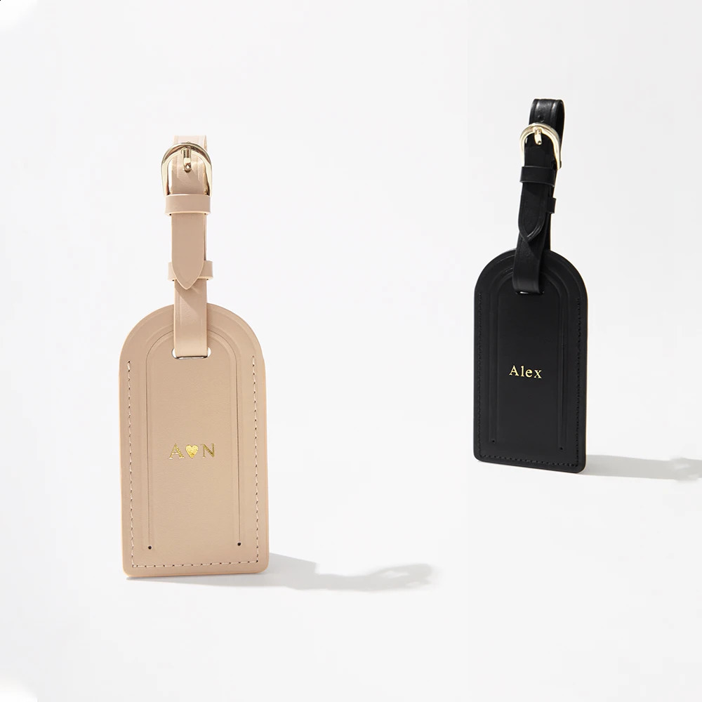 Mini trumpet Genuine Leather Luggage Tag Travel suitcase etiquette bagage accesorios viaje ization Monogram Name Bag 240820