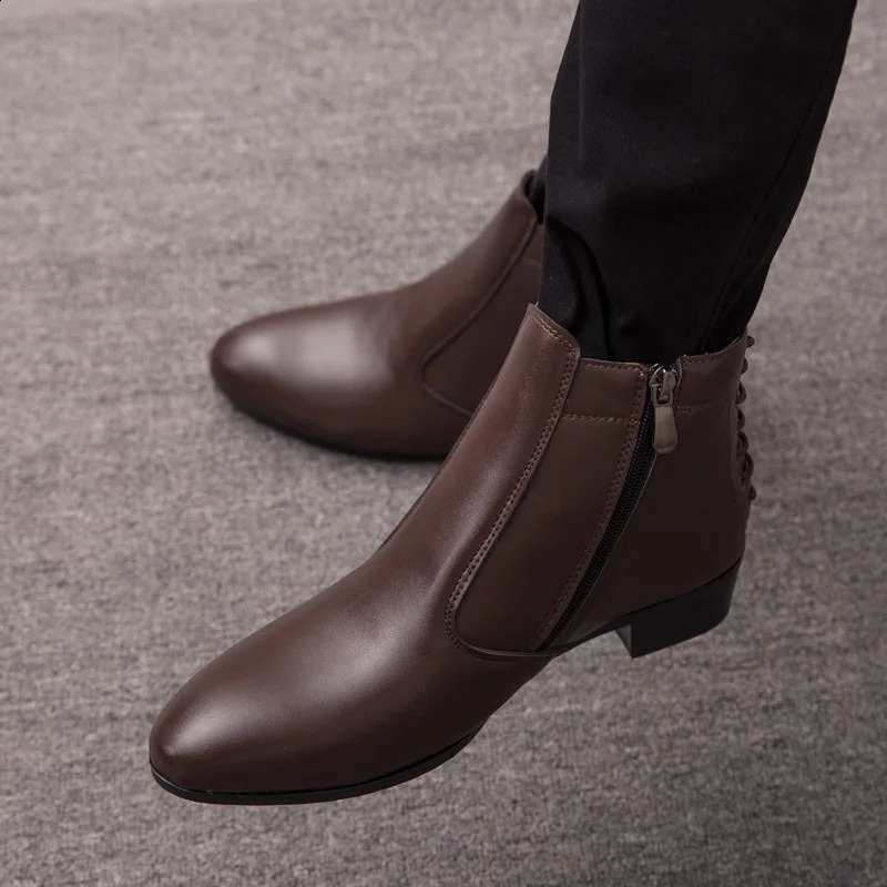 Classic Mens Corner Boots Brown Low Heel Mens Dress Boots Mens Premium Shoes Mens Ankle Boots Large Size 47 240821