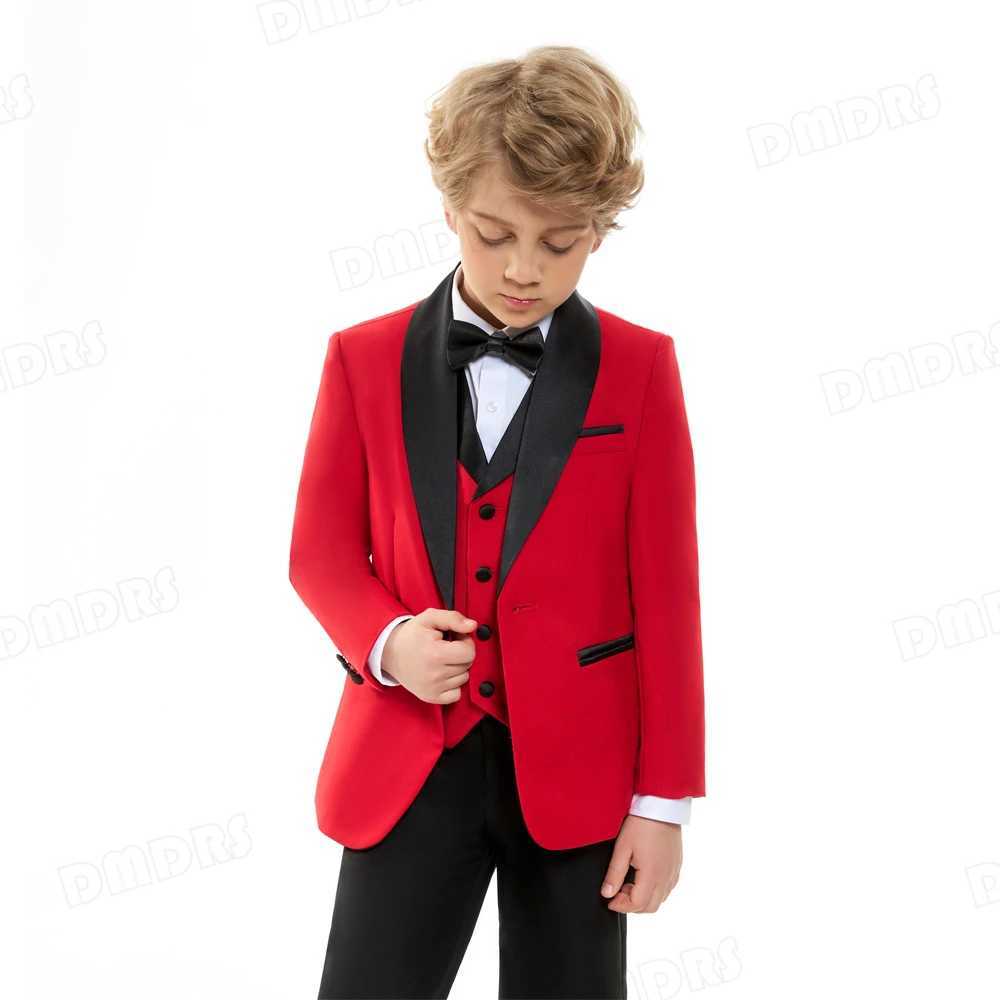 Suits Fashion 4 Pieces Boys Suit Set Shawl Neck Formal Tuxedo For Kids Wedding Ring Bearer Suits Jacket Venst Pants Bow-tie