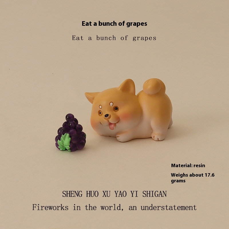 Ins Mini Cute Cartoon Phone Puppy Grape Micro Landscape Gardening Home Decoration DIY Desktop Ornament