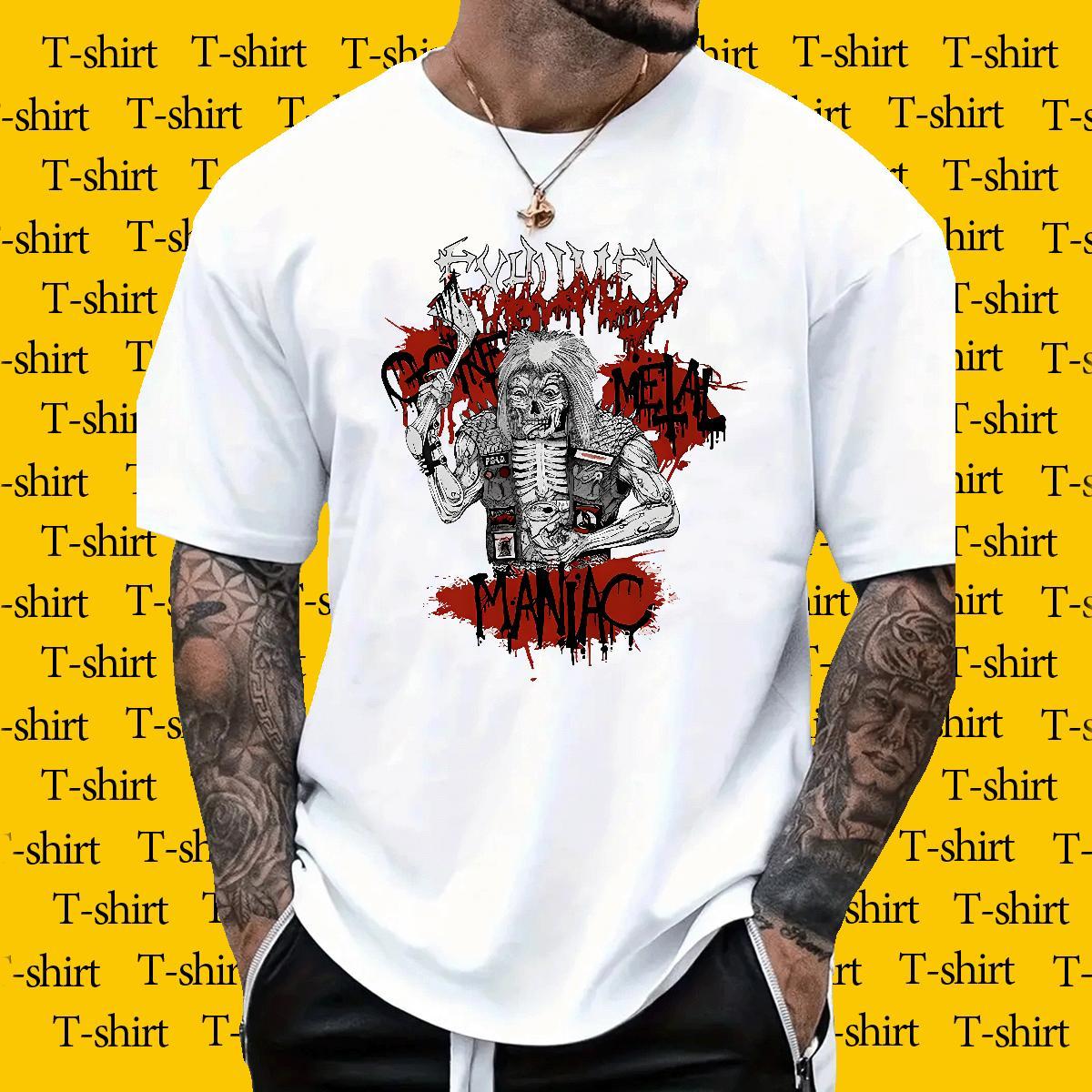 Designer Fashion skull Men Tees 230g Pure Cotton Men T Shirts Custom Print Oversized Street wear Hip Hop Breathable Crew Neck Cool Tops