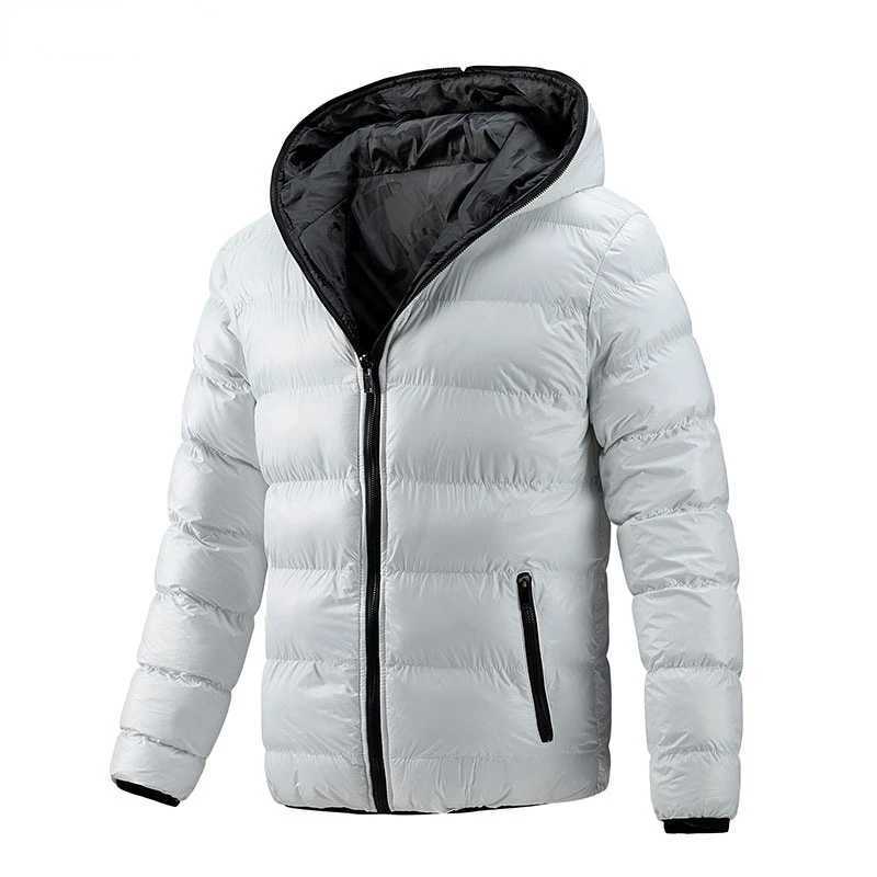 Puffer jacket Mens White Cotton Padded Hooded Jacket Winter New Thick Warm Casual Jacket Coat Full Zipper Outwear Windbreaker M240821