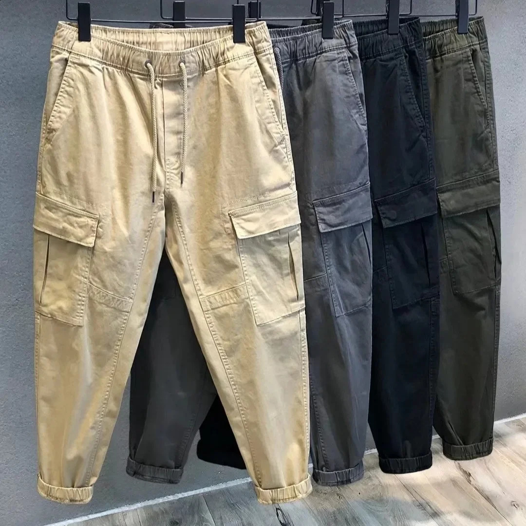 Durable and loose fitting mens construction workers ground crew spring autumn casual pants labor protective 240821
