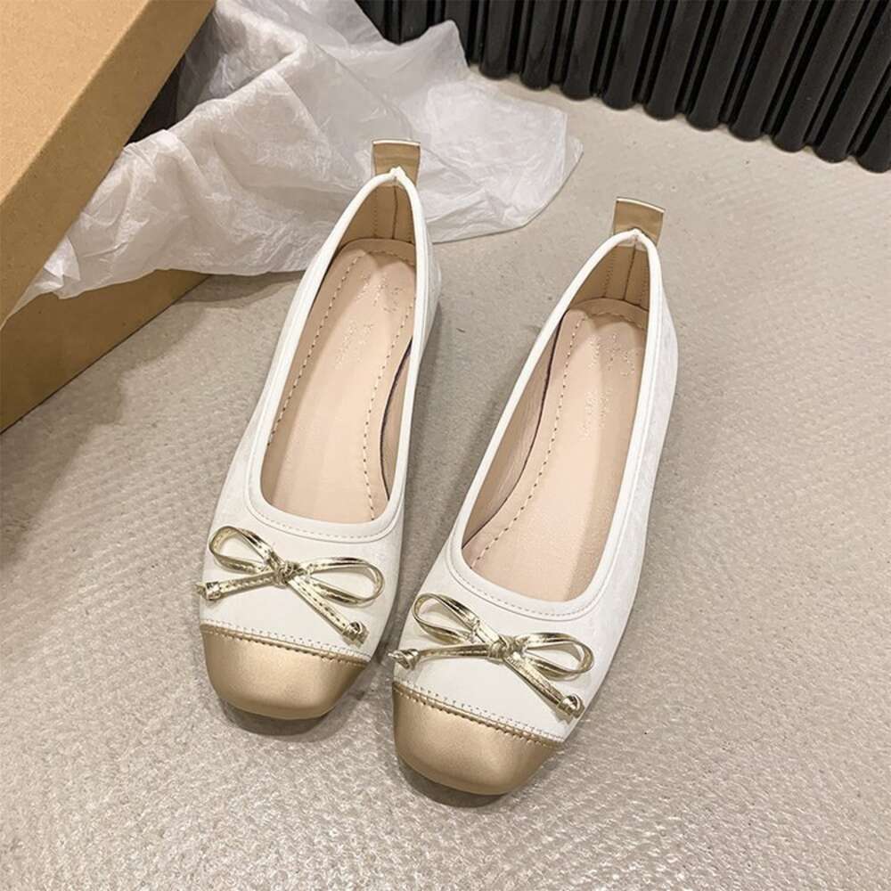 Ddmysports French Bow Flat With Soft Soles Single Kick Grandma Spring And Summer Styles Bean Mom S Women Shoes Scoop OUTDOOR