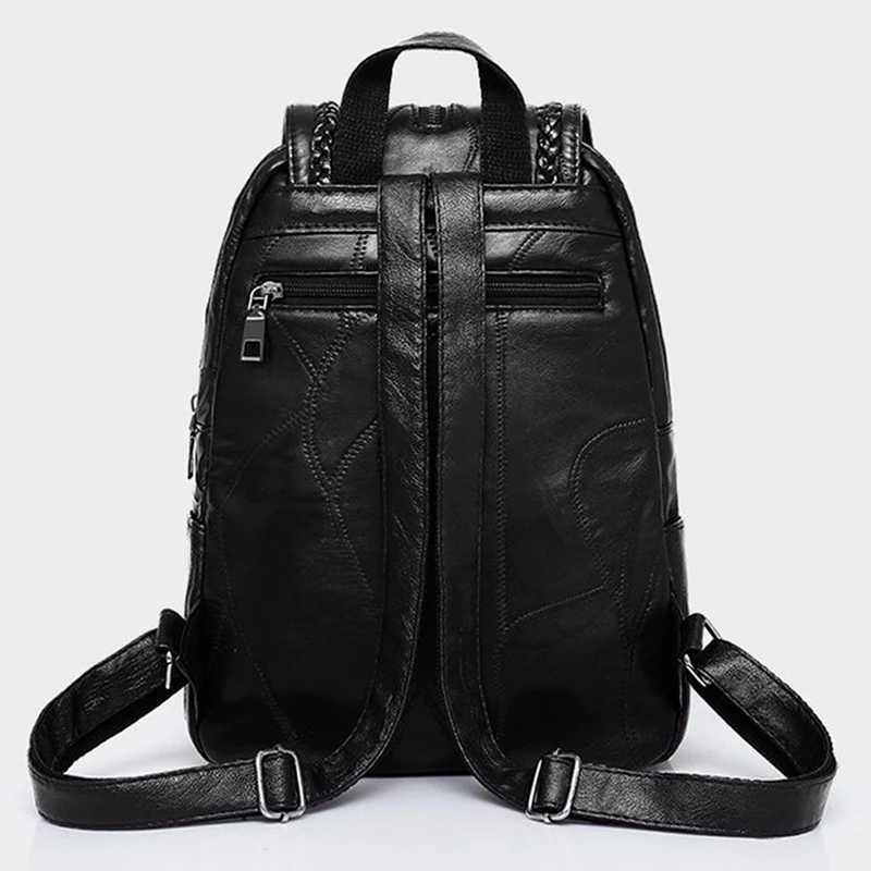 New Arrival Womens PU Leather Backpack School Backpack Classic Black Waterproof Travel Multi functional Shoulder Bag T250315