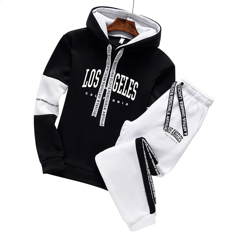Los Angeles Mens Tracksuit Fashion Versatile Hooded Sweatshirt Suit or Tops or Pants High Quality Jogging Casual Clothing S-3XL 240821